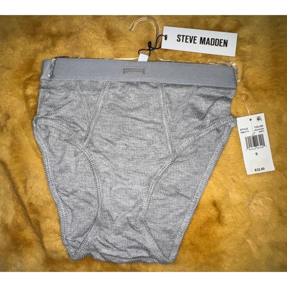 Steve Madden Ribbed‎ Brief Underwear Classic Style, Heather Grey, Size S, NWT